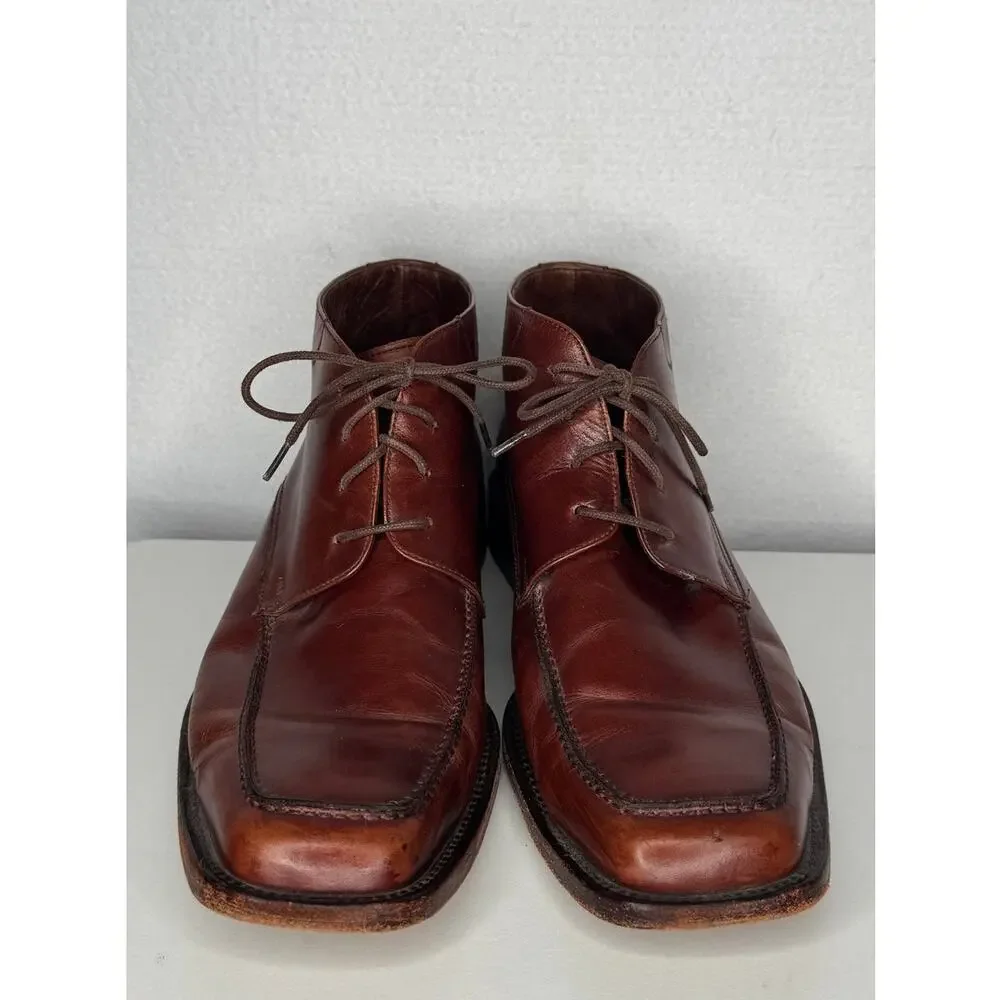Vintage Lopez Taibo Leather Chukka Boots Brown Mens 8.5 Moc Toe